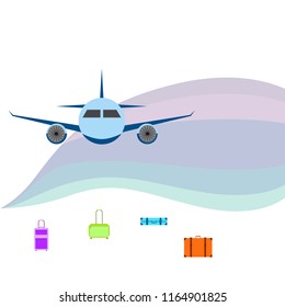 travel suitcase plane vector background