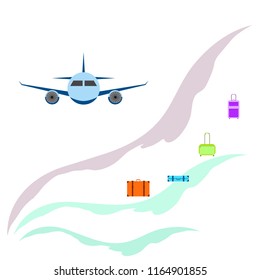 travel suitcase plane vector background