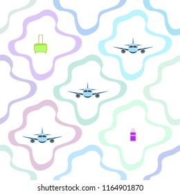 travel suitcase plane vector background