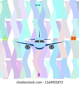 travel suitcase plane vector background