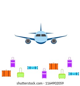 travel suitcase plane vector background