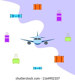 travel suitcase plane vector background