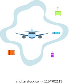 travel suitcase plane vector background