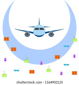 travel suitcase plane vector background