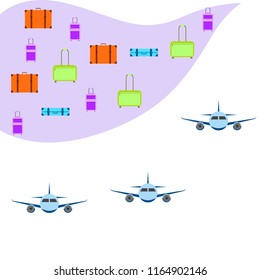 travel suitcase plane vector background