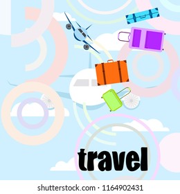 travel suitcase plane vector background