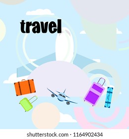travel suitcase plane vector background
