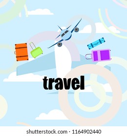 travel suitcase plane vector background