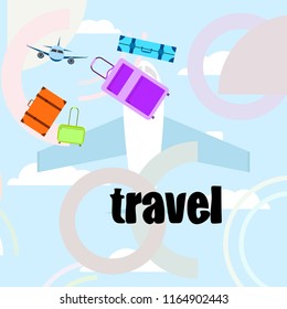 travel suitcase plane vector background