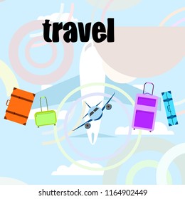 travel suitcase plane vector background