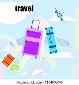 travel suitcase plane vector background