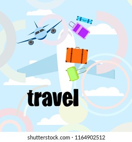 travel suitcase plane vector background
