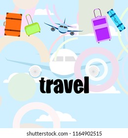 travel suitcase plane vector background