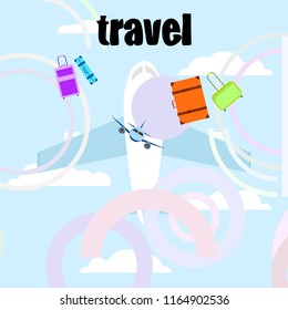 travel suitcase plane vector background