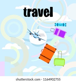 travel suitcase plane vector background