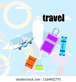 travel suitcase plane vector background
