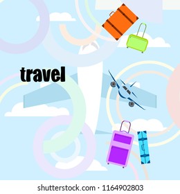 travel suitcase plane vector background