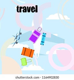 travel suitcase plane vector background