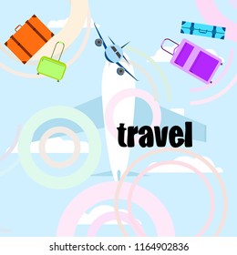 travel suitcase plane vector background