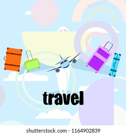 travel suitcase plane vector background