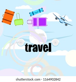 travel suitcase plane vector background