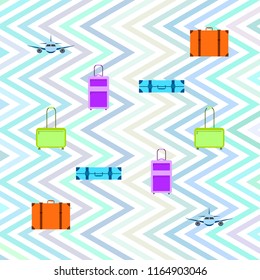 travel suitcase plane vector background