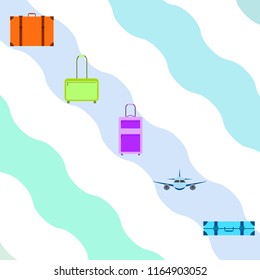 travel suitcase plane vector background