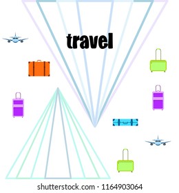 travel suitcase plane vector background