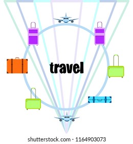 travel suitcase plane vector background