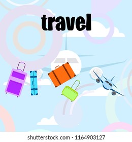 travel suitcase plane vector background