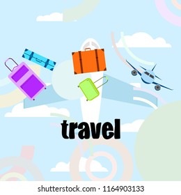 travel suitcase plane vector background