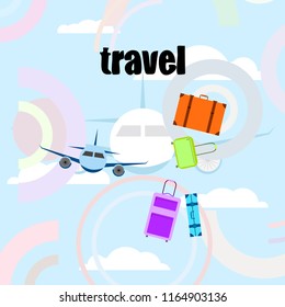 travel suitcase plane vector background