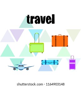 travel suitcase plane vector background