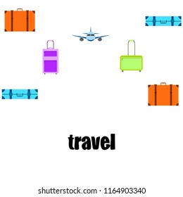 travel suitcase plane vector background