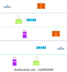 travel suitcase plane vector background