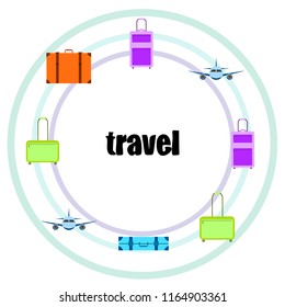 travel suitcase plane vector background