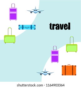 travel suitcase plane vector background