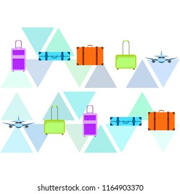 travel suitcase plane vector background