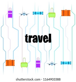 travel suitcase plane vector background