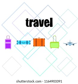 travel suitcase plane vector background
