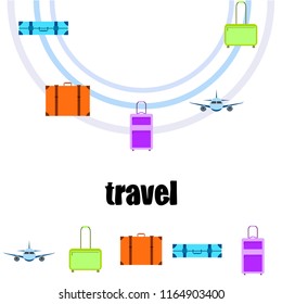 travel suitcase plane vector background