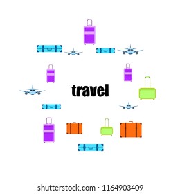 travel suitcase plane vector background