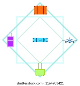 travel suitcase plane vector background