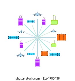 travel suitcase plane vector background
