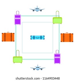 travel suitcase plane vector background