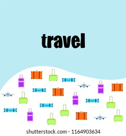 travel suitcase plane vector background