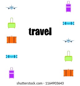 travel suitcase plane vector background