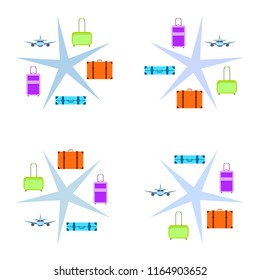 travel suitcase plane vector background