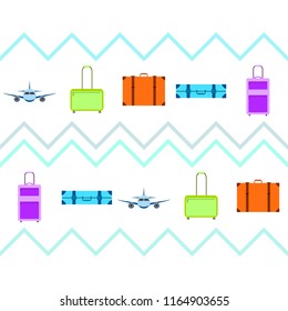 travel suitcase plane vector background