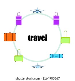 travel suitcase plane vector background travel suitcase plane vector background